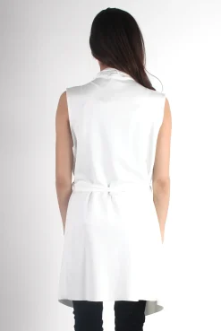 Rebellious Fashion Francesca White Sleeveless Waterfall Jacket