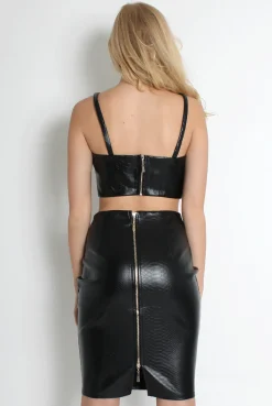 Rebellious Fashion Freya Black Snakeskin Two Piece