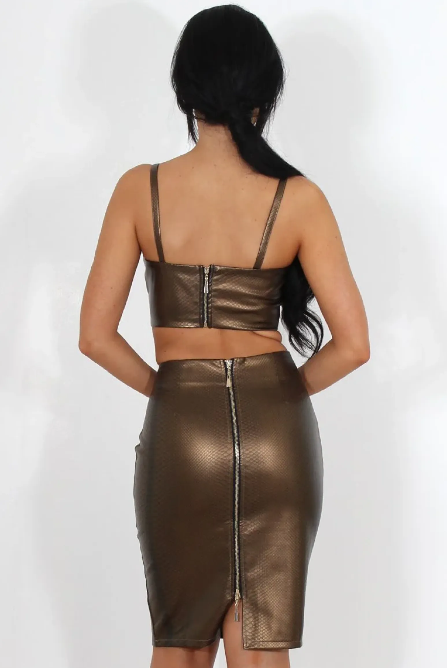 Rebellious Fashion Freya Bronze Snakeskin Two Piece