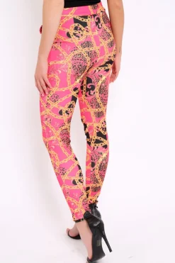 Rebellious Fashion Fuchsia Chain Print Trousers - Donika