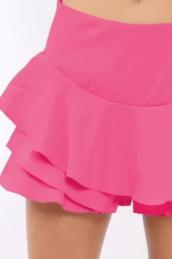 Rebellious Fashion Fuchsia Frill High Waisted Shorts - Claudelle