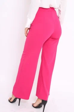 Rebellious Fashion Fuchsia High Waisted Flare Trousers - Kym
