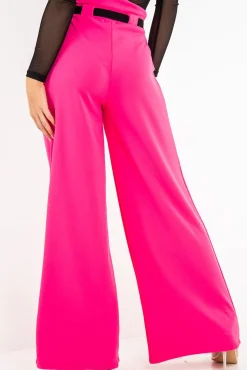 Rebellious Fashion Fuchsia High Waist Paper Bag Buckle Belt Trousers - Ivyonna