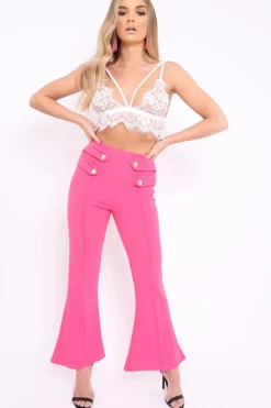 Rebellious Fashion Fuchsia Kick Flare Pants - Rita
