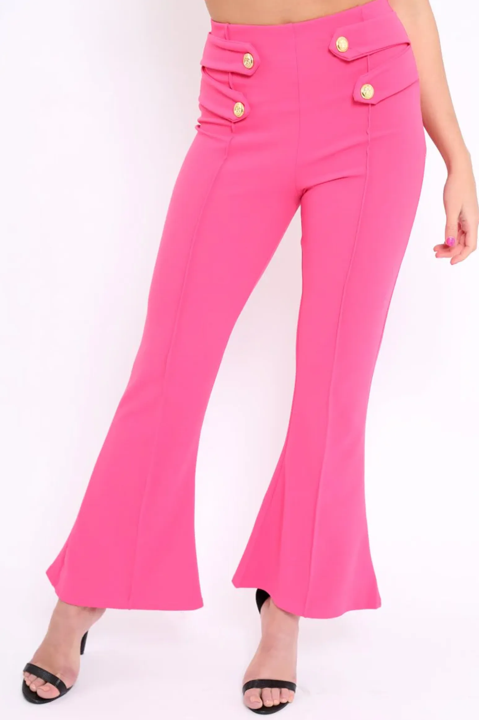 Rebellious Fashion Fuchsia Kick Flare Pants - Rita