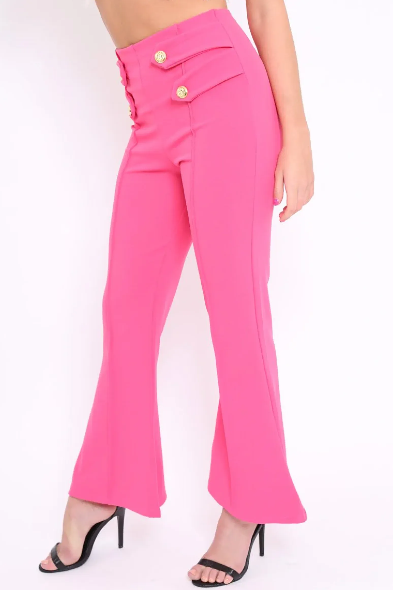 Rebellious Fashion Fuchsia Kick Flare Pants - Rita