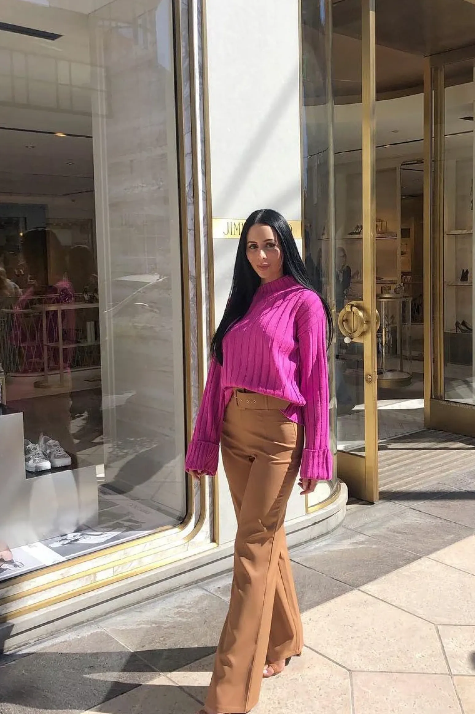 Rebellious Fashion Fuchsia Knit High Neck Jumper - Jaelynn