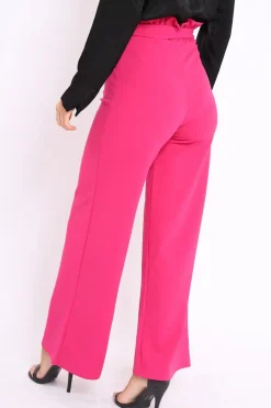 Rebellious Fashion Fuchsia Paper Bag Tie Waist Wide Leg Trousers - Kennedy