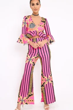 Rebellious Fashion Fuchsia Pattern Print Co-ord -Hasna