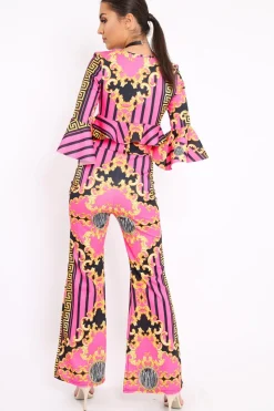 Rebellious Fashion Fuchsia Pattern Print Co-ord -Hasna