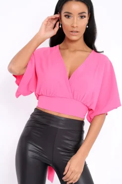 Rebellious Fashion Fuchsia Plunge Crop Top - Suzanne
