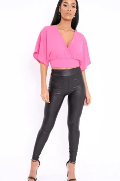 Rebellious Fashion Fuchsia Plunge Crop Top - Suzanne