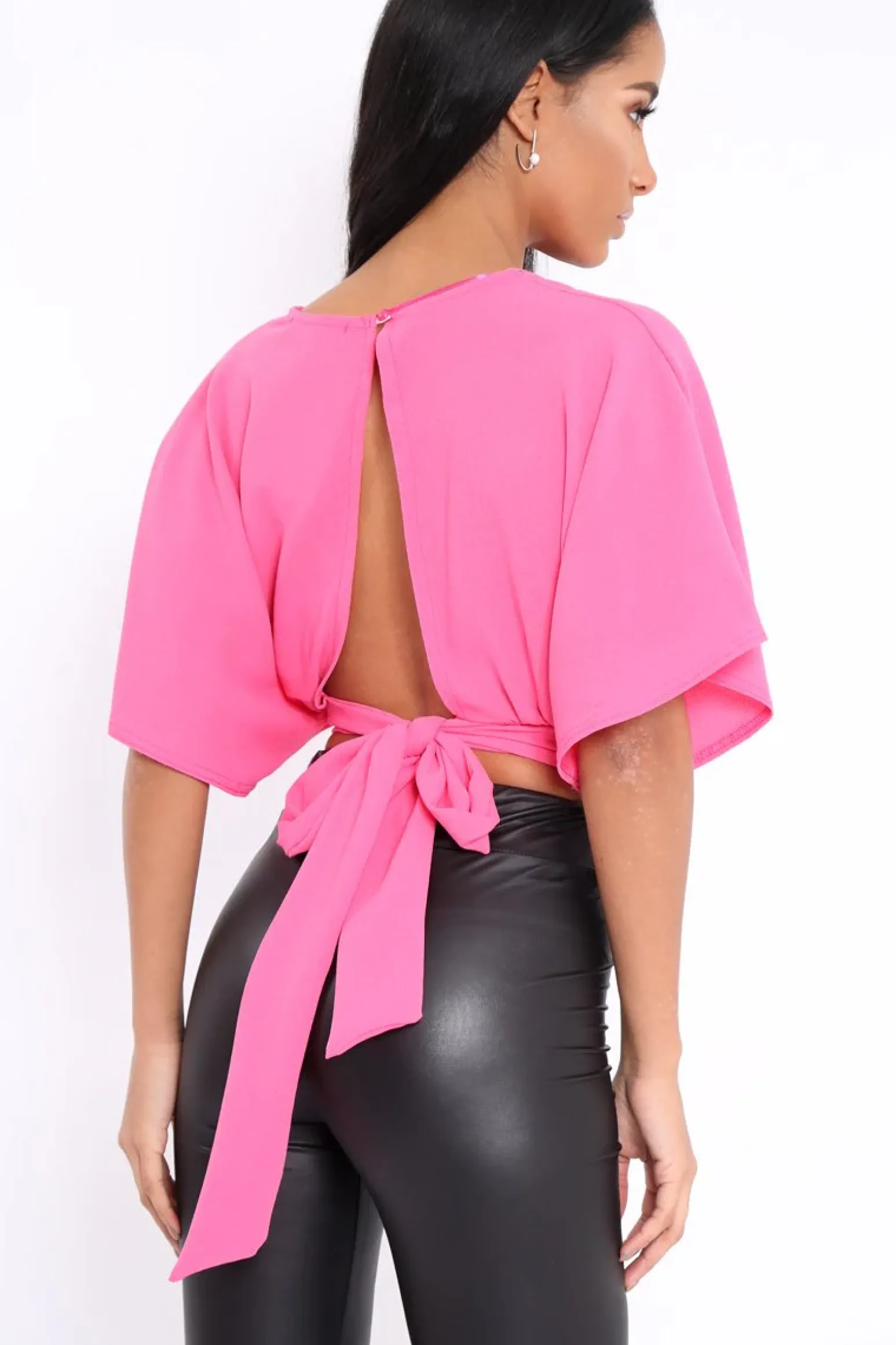 Rebellious Fashion Fuchsia Plunge Crop Top - Suzanne
