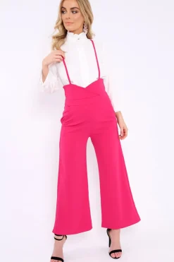 Rebellious Fashion Fuchsia Spaghetti Strap Culotte Trousers - Adassa
