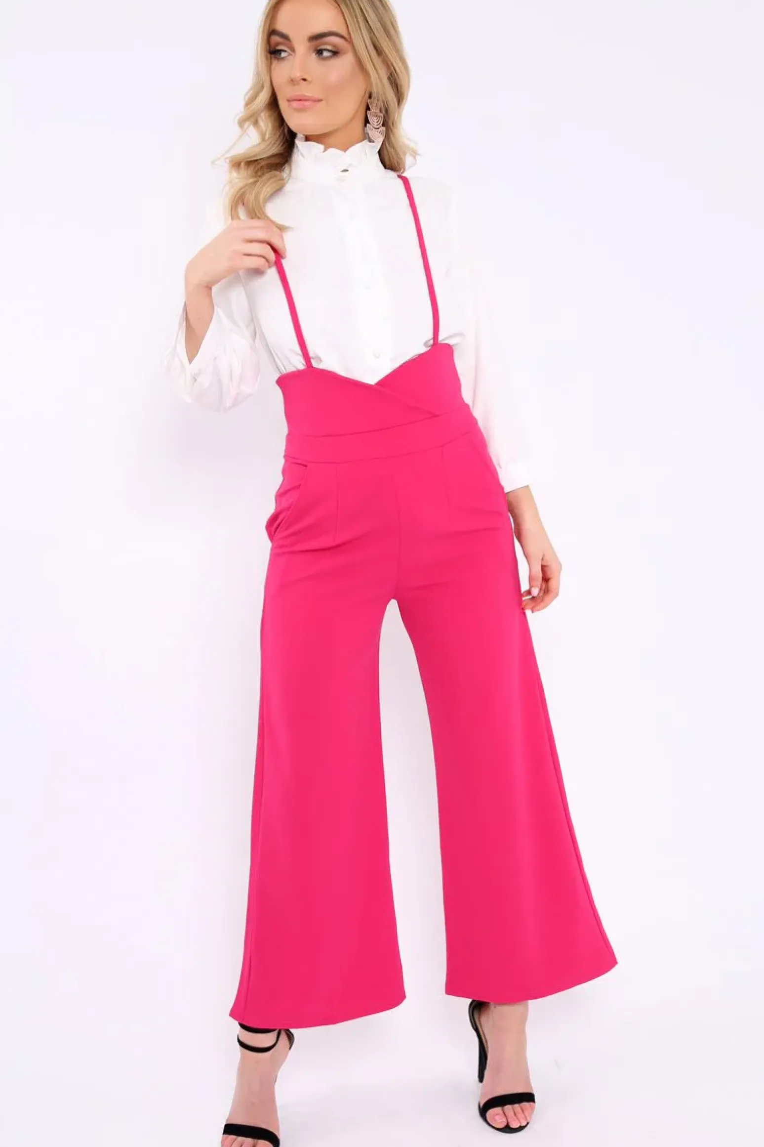 Rebellious Fashion Fuchsia Spaghetti Strap Culotte Trousers - Adassa
