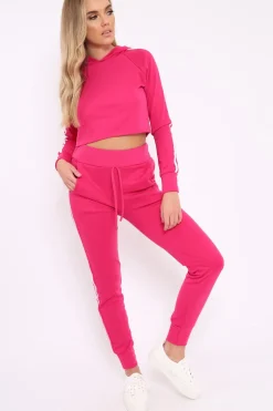 Rebellious Fashion Fuchsia Tracksuit with White Side Stripe - Kady