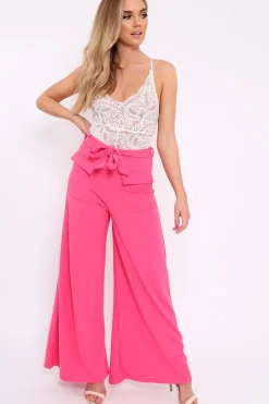 Rebellious Fashion Fuchsia Wide Leg Trousers - Yari