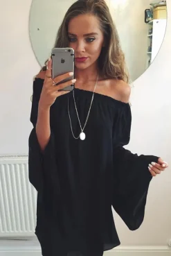 Rebellious Fashion Gabriel Black Off The Shoulder Dress
