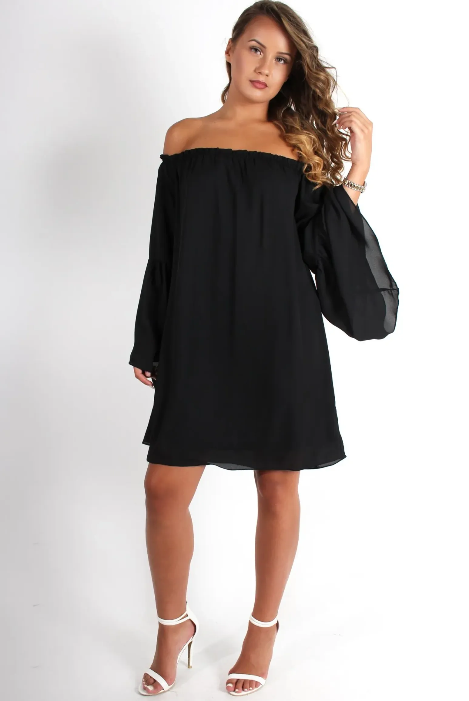 Rebellious Fashion Gabriel Black Off The Shoulder Dress