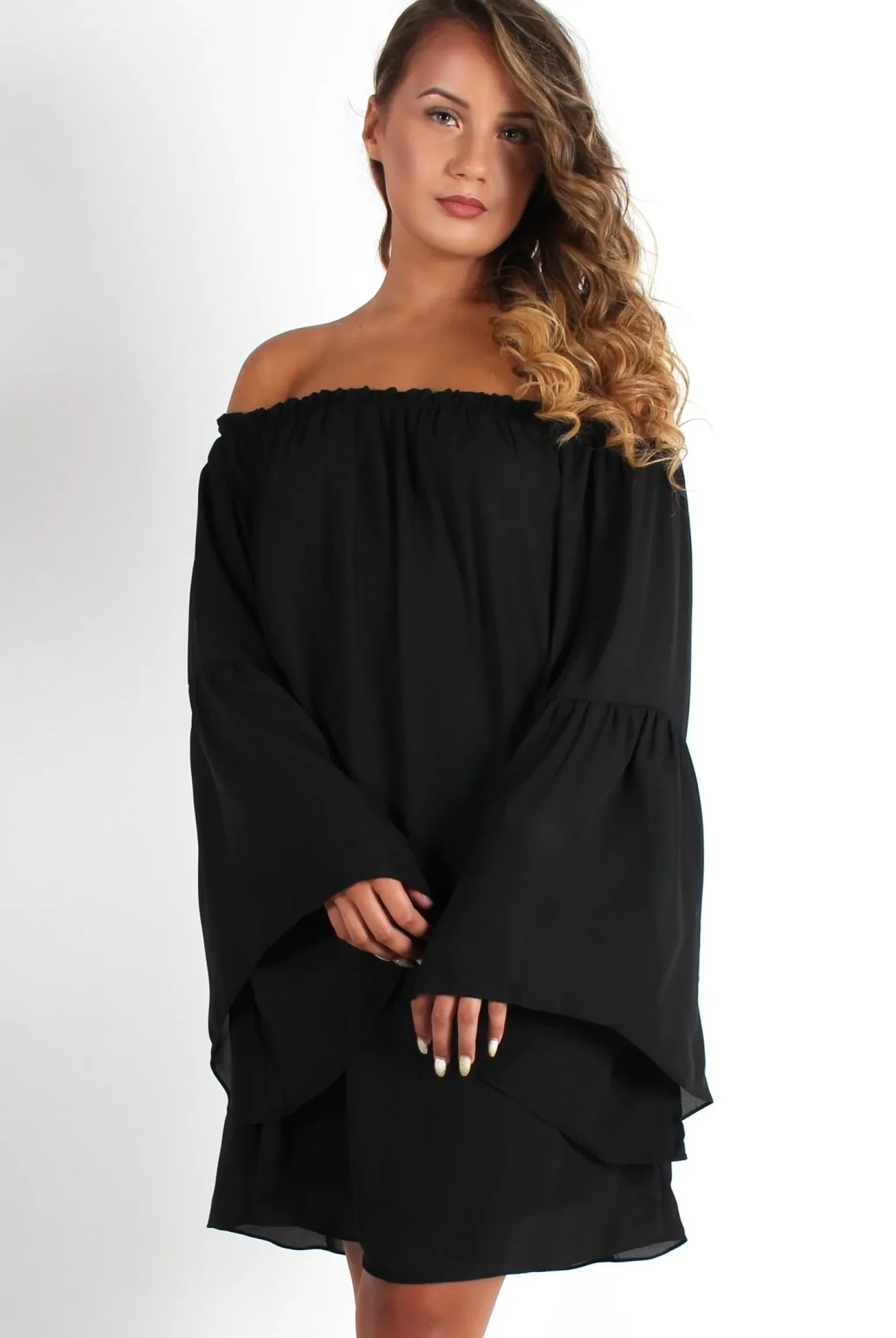 Rebellious Fashion Gabriel Black Off The Shoulder Dress