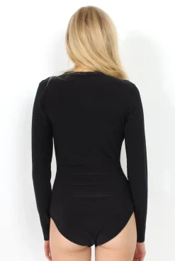 Rebellious Fashion Gabriella Black Cowl Neck Bodysuit