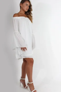 Rebellious Fashion Gabriel White Off The Shoulder Dress