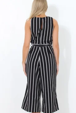Rebellious Fashion Gemma Black Striped Jumpsuit