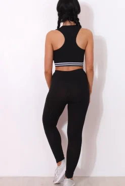 Rebellious Fashion Geran Black Ribbed Two Piece Set