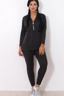 Rebellious Fashion Gerlie Dark Grey V Neck Loungewear