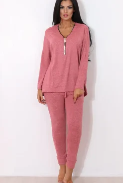 Rebellious Fashion Gerlie Mauve V Neck Loungewear Set