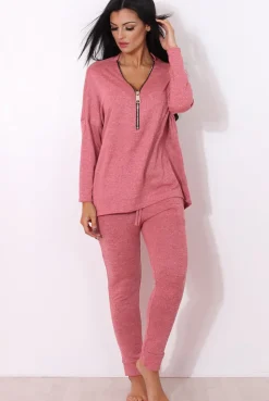 Rebellious Fashion Gerlie Mauve V Neck Loungewear Set