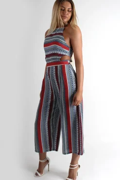 Rebellious Fashion Gillian Paisley Elephant Culotte Halter Neck Jumpsuit
