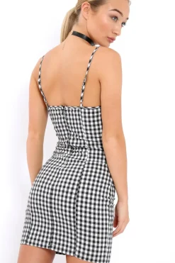 Rebellious Fashion Gingham Bodycon Dress - Kaegan