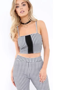 Rebellious Fashion Gingham Crop Top and Trousers Co-ord - Adelina