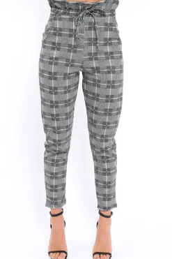 Rebellious Fashion Gingham Long Legged Cigarette Trousers - Grayce
