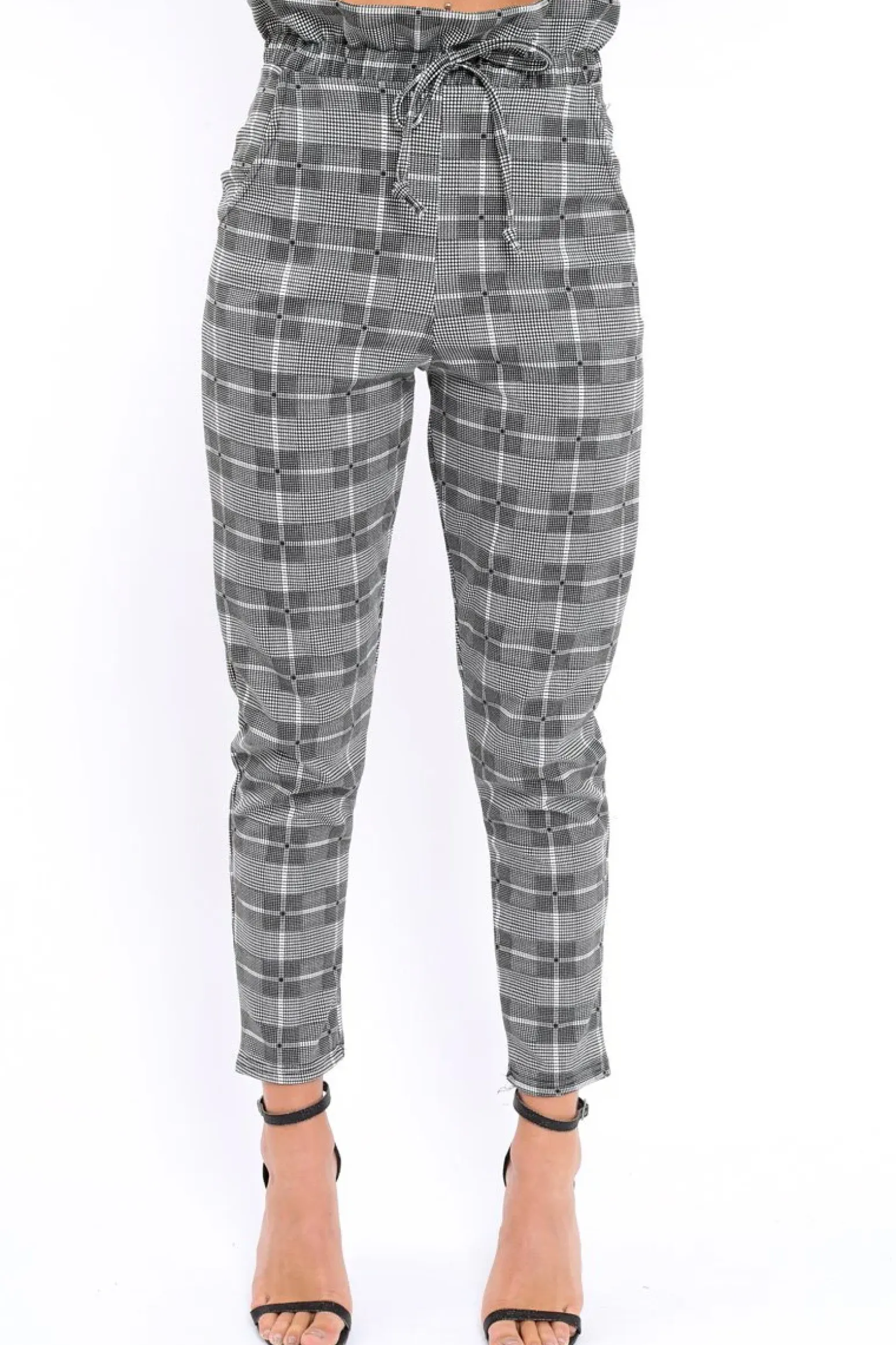 Rebellious Fashion Gingham Long Legged Cigarette Trousers - Grayce