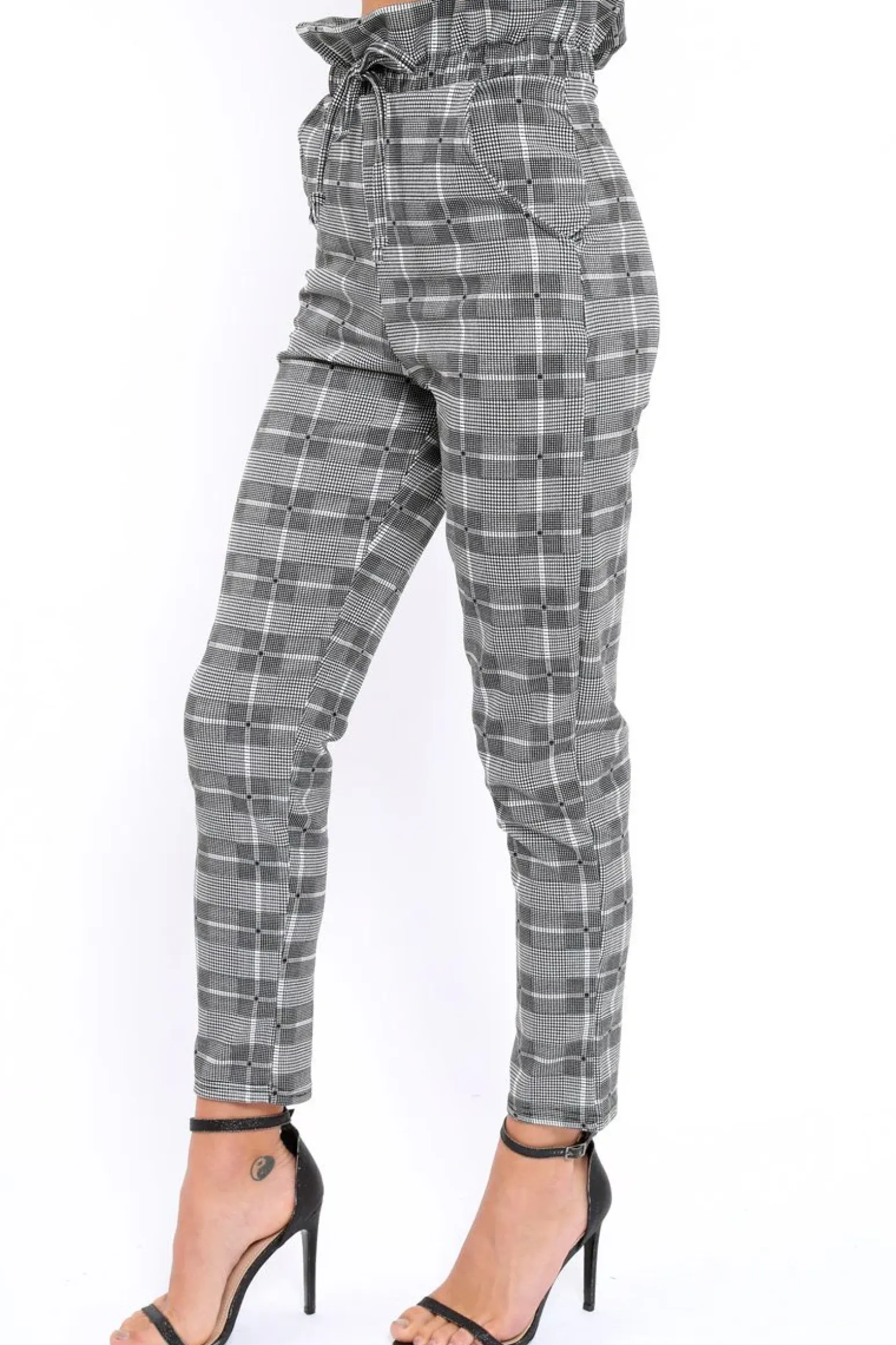 Rebellious Fashion Gingham Long Legged Cigarette Trousers - Grayce