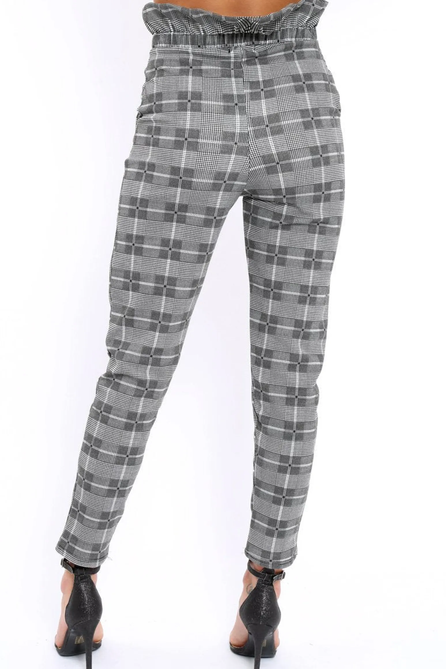Rebellious Fashion Gingham Long Legged Cigarette Trousers - Grayce