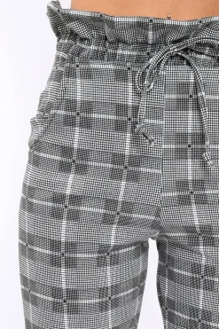 Rebellious Fashion Gingham Long Legged Cigarette Trousers - Grayce