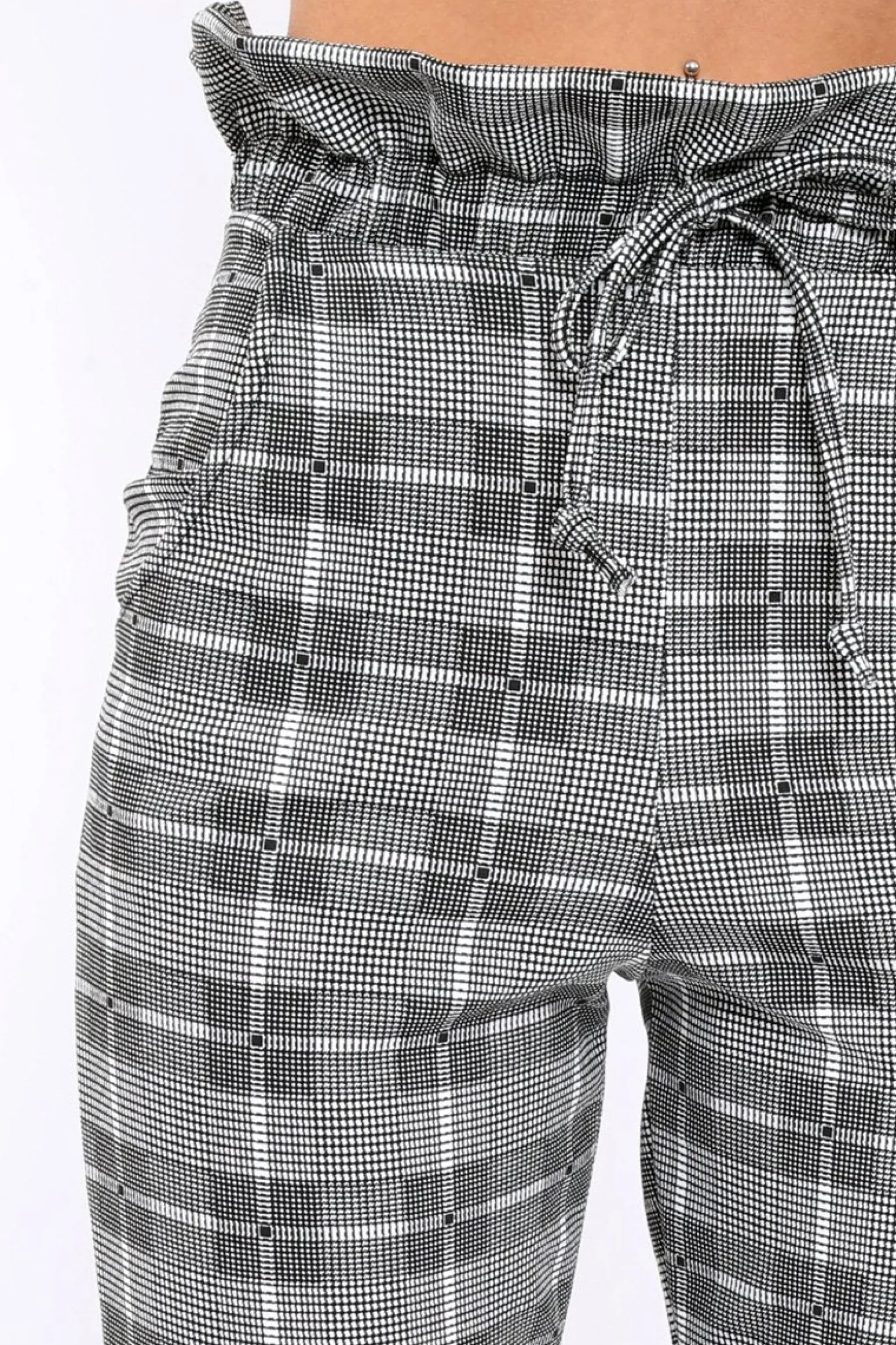 Rebellious Fashion Gingham Long Legged Cigarette Trousers - Grayce
