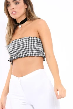 Rebellious Fashion Gingham Shirred Boob Tube - Lyda