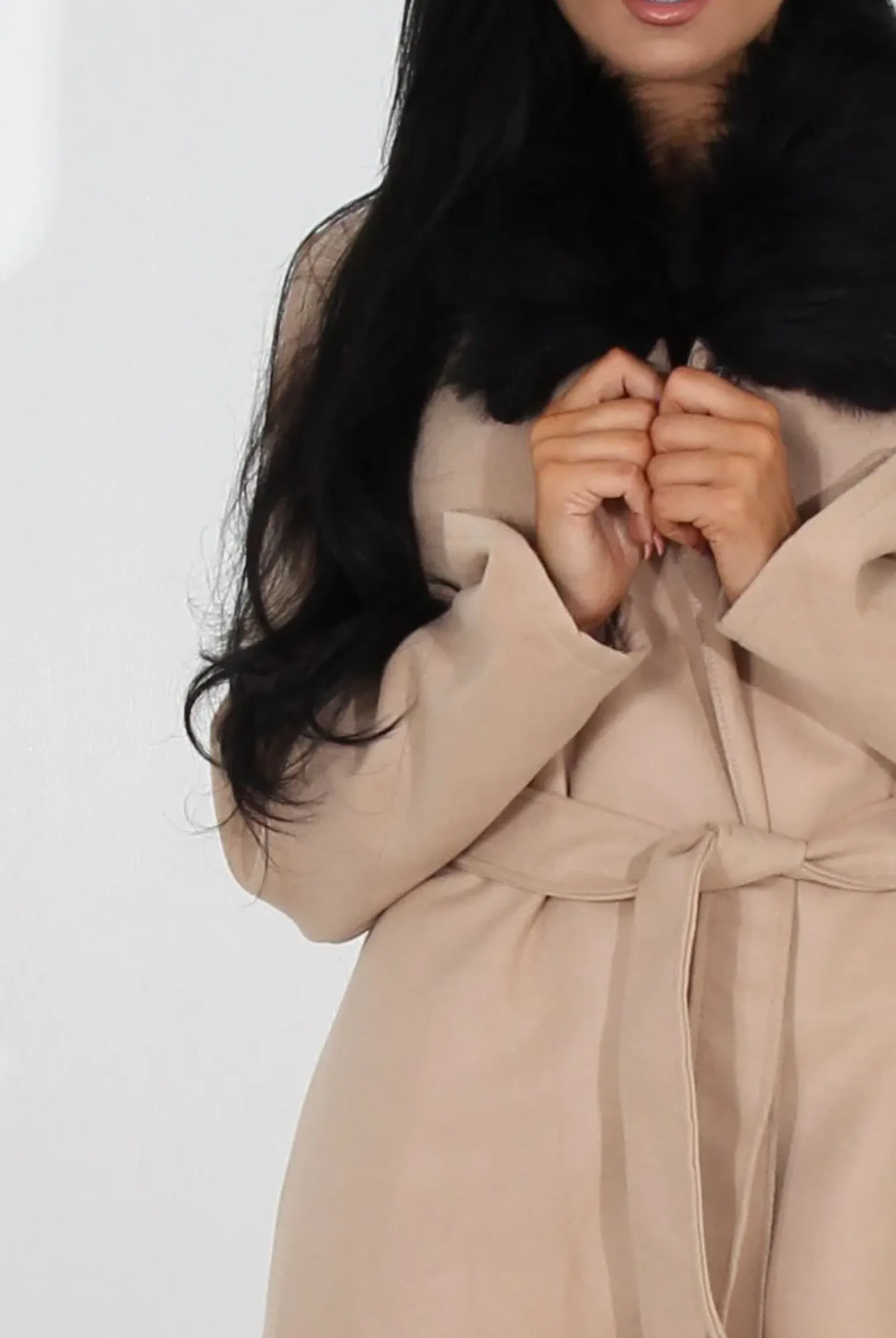 Rebellious Fashion Gisa Tan Fur Waterfall Jacket