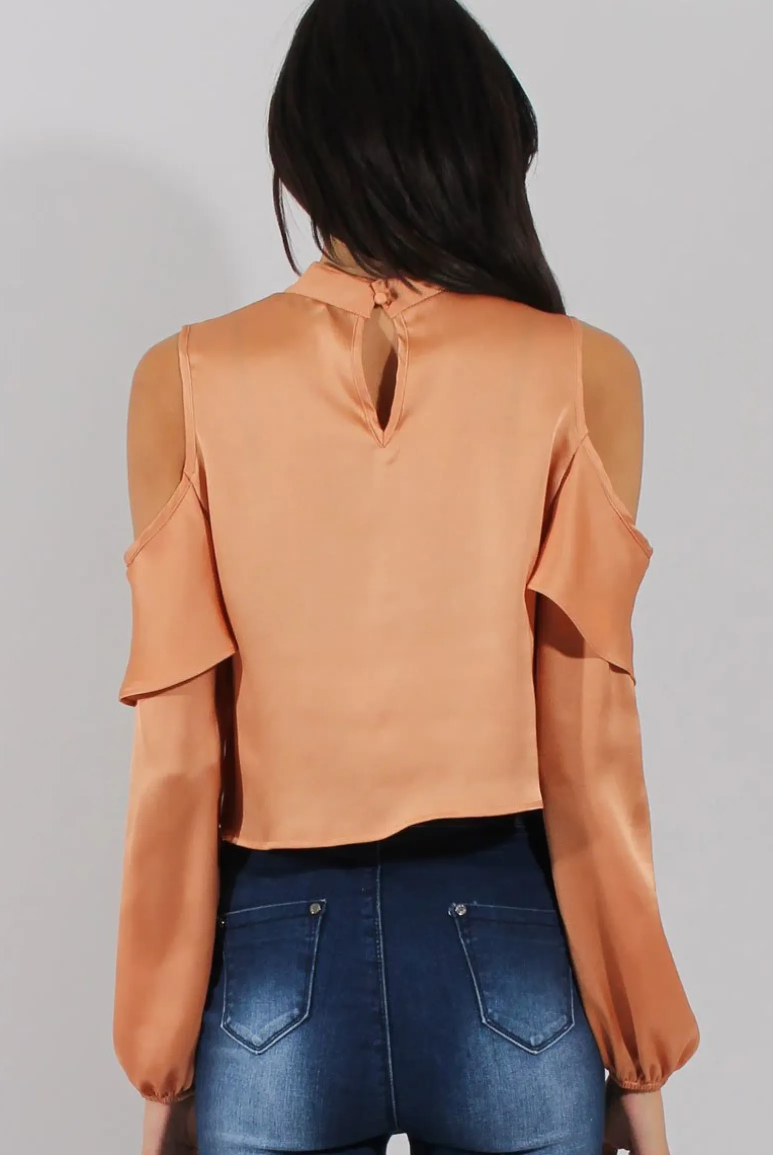 Rebellious Fashion Gold Cold Shoulder Frill Layer Top - Lucy