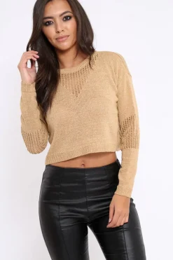 Rebellious Fashion Gold Cropped Glitter Jumper - Dannie