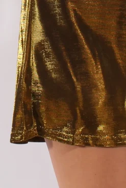 Rebellious Fashion Gold Metallic Playsuit - Citron