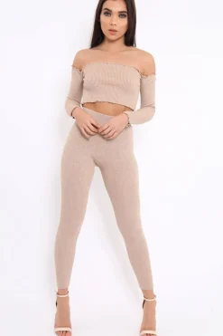 Rebellious Fashion Gold Shimmery Ribbed Knit Co-ord - Luna