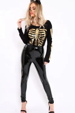 Rebellious Fashion Gold Skeleton Bodysuit