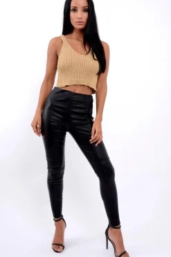 Rebellious Fashion Gold Sparkle Knitted Crop Top - Nigella