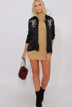 Rebellious Fashion Gold Sparkle Knitted Turtleneck Dress - Mila