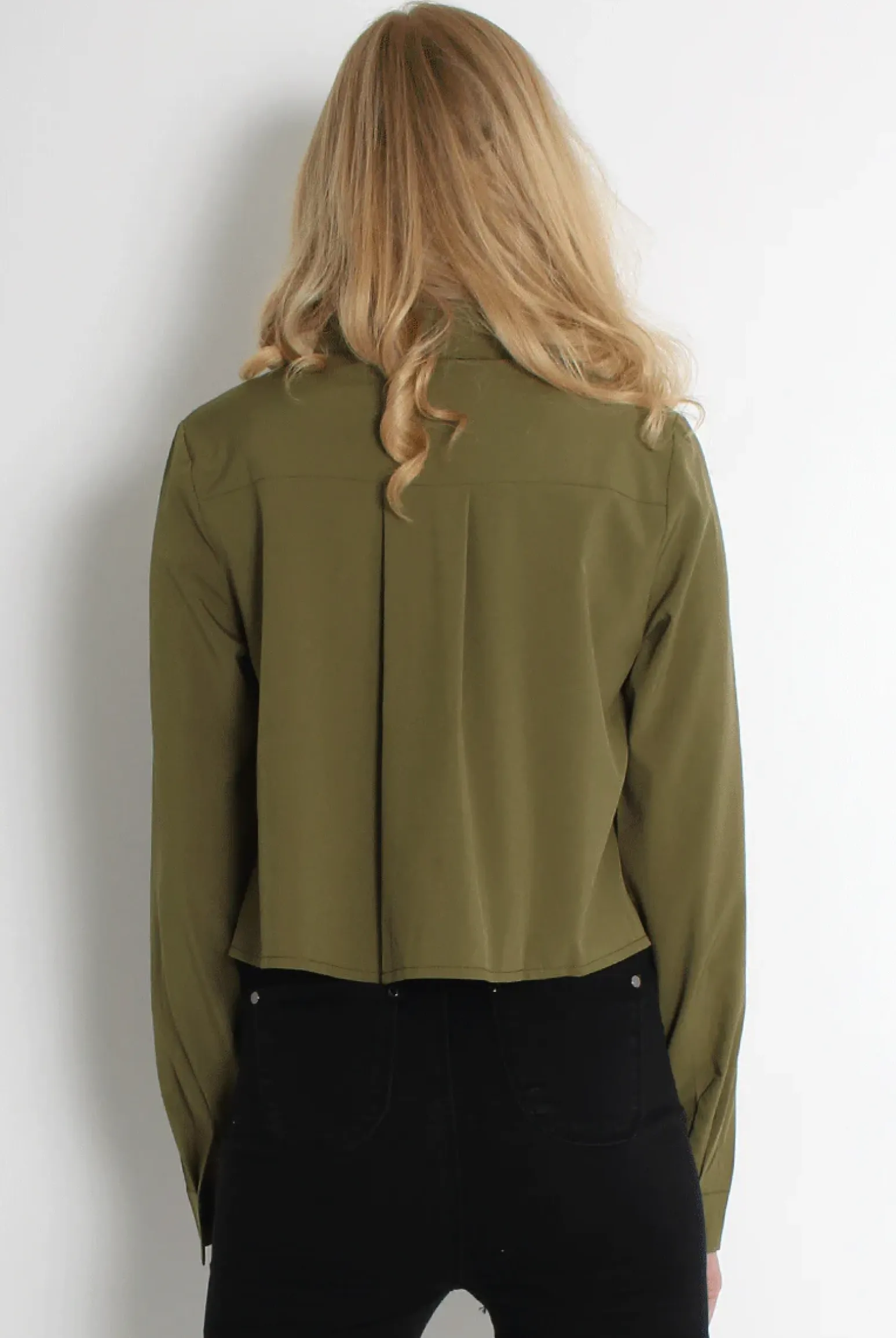 Rebellious Fashion Grace Khaki Long Sleeved Cropped Shirt